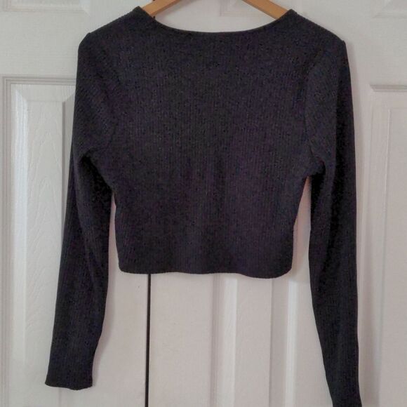 Like NEW Cropped ribbed long sleeve crew sweater BAR III size XL dance ballet - Picture 4 of 4